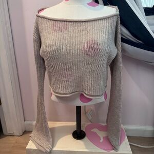 Edikted Cold Shoulder Off Shouler Knit Sweater